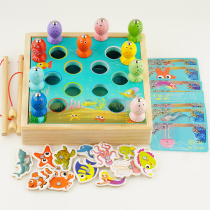 Wooden magnetic baby boy 3D fishing toy set 1-2-3 years old and half children boys and girls baby puzzle