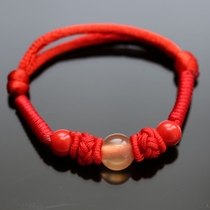 Herring stone flat buckle fish shock bone peach wood cinnabar round beads baby baby baby adult shock bracelet new custom-made