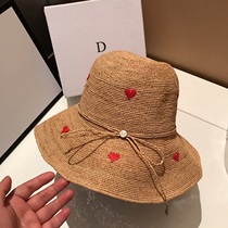 French Custom Raffi Grass Hat Childrens Day Series Fisherman Hat Summer Travel Casual Foldable Han Edition Woven Basin Cap