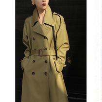 Mogas classic new exquisite heavy industry rear slit Classic profile windbreaker womens jacket mid-length spring and autumn models