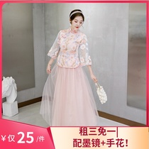 2021 autumn and winter Chinese bridesmaids dress womens vintage long thin sisters group wedding dress rental