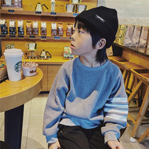 JUSTIN boys winter style new boarder English Huffgaga suede thickened sweatshirt undershirt childs undershirt