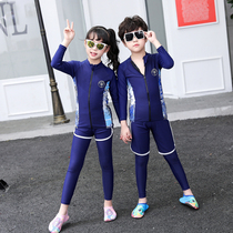 Childrens split swimsuit long-sleeved trousers sunscreen boys and girls floating diving suits