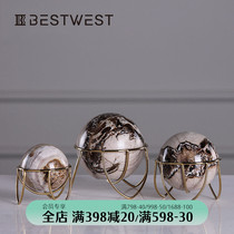 BEST WEST creative marble ball ornament metal base soft decoration model room decoration light luxury
