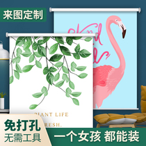 Fu Tiffin cartoon pattern roller curtain drapes-free installation kitchen bathroom roll-up lift sunscreen curtain F13