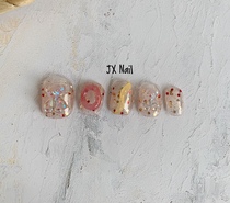 Small Red Book Wearwear Chia Meme Sheet Finished Product Sticker Extremely Light Little Bear Girl Fake Nail Sticker with detachable short length and cute