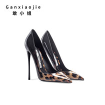 Dare Miss 2022 new European and American BAO WEN lacquered leather High heel Shoe Shallow Mouth Pointed Sexy Single Shoes Ultra High Heel Women Shoes