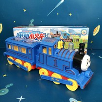 Children baby electric light music small train boy likes blue locomotive with car car toy train