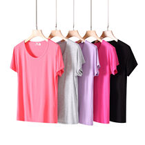 Summer womens modal cotton t-shirt short-sleeved round neck solid color loose and comfortable half-sleeved home sleeping top bottoming shirt