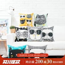 Nordic cat ins pillow cotton and linen living room sofa cushion office lumbar bedside back car lumbar pillow bag