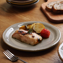 Watery glazed light feeling|Italian craftsman handmade solid color home western breakfast plate round flat plate 22cm