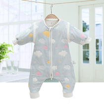 Spot baby clothes spring and autumn cotton six-layer gauze jumpsuit newborn male and female baby opening climbing suit
