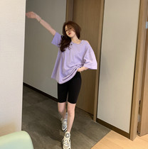 Spring and summer in tight elastic yoga pants wear five-minute shorts shark leather liquid Barbie cycling pants