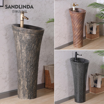 Personality retro column washbasin bathroom balcony wash basin integrated floor standing outdoor courtyard sink