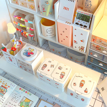 Wooden table containing box minimalist ins wind key-press type Debris Trumpet Finishing Box Dust-Proof Plastic Girl Hearts