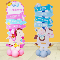 Baby birthday banquet column welcome card childrens first 100-day birthday party KT board background indication customized poster