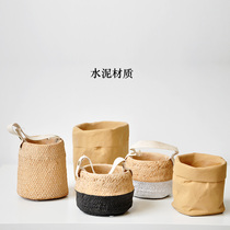 Imitation grass choreographer cement flower pot multi-meat plant green planting flower pots Nordic minimalist style with leaky holes D294