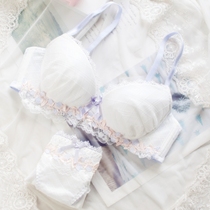 Japanese adjusted large size bra set female cute hipster thin cup gathered to collect sub breast bra breathable underwear