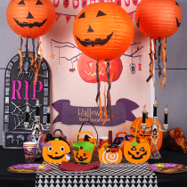 Pumpkin lanterns Halloween decorations bar childrens kindergarten scene arrangement props long beard lantern ornaments