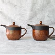 Japanese wooden teapot Solid wood with mouth with cover One person drinking pot Wooden with filter teapot Tea maker