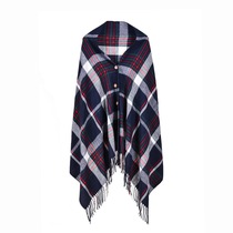 Women shawl fashion plaid button scarf cloak with a CASK
