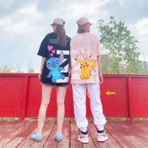 ZACHARIAH ANTI-WAR CHERRY BLOSSOM PIKACHU SHORT-sleeved HIP-hop pop brand Stizaibo Dream joint MODEL COUPLE T-shirt