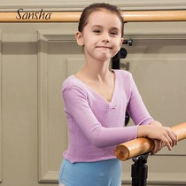 Sansha childrens dance sweater jacket practice clothing autumn and winter ballet warm knitted top V collar pullover