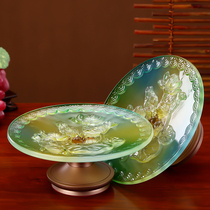 Yuantong Buddha fruit plate Household glass lotus fruit plate Buddha front plate Fruit plate Buddha Hall tribute plate