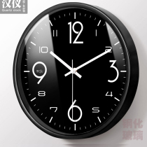 Living room wall clock creative modern fashion black simple personality Digital mute clock Quartz clock Wall clock hanging watch