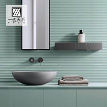 Nordic grass green macaron 3D concave and convex horizontal pattern tile 300×600 toilet toilet bathroom kitchen wall tile