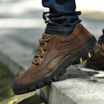 The first layer of cowhide low-top leather waterproof non-slip outdoor mountaineering shoes spring frosted leather shoes Hiking mountain climbing casual shoes