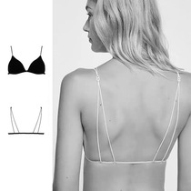 Mi Erjia big backless thin shoulder strap bra simple breathable cotton small chest triangle cup comfortable rimless underwear