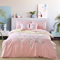 Foreign trade export pure cotton 60 satin embroidery four-piece cotton quilt cover double quilt cover embroidery pink wedding