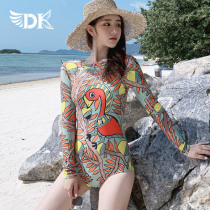 DK swimsuit womens 2021 new sexy small chest conservative cover belly thin Korean triangle one-piece bathing hot spring swimming suit