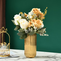 Simulation bouquet living room bedroom table coffee table ornaments retro floral silk flower decoration ceramic fake flower arrangement