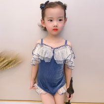 2020 childrens swimsuit female girl conjoined Princess ins baby baby swimming swimsuit holiday quick-drying girl swimsuit