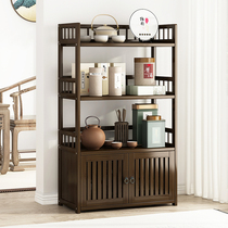 Simple light luxury modern Chinese tea table Multi-layer solid wood tea table Small tea table Nanzhu tea cabinet Floor shelf