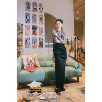 TUYUE Coated Moon Black Bag Hip Skirt High Open Fork Half Body Dress Design Sensation Small Crowdcotton Retro High Waist Vase Skirt