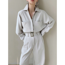 Mogas Maijia paper human sense tooling style strap waist thin non-wrinkled short-sleeved hanging jumpsuit womens spring and autumn