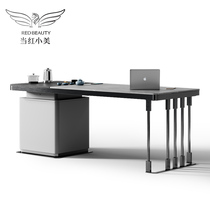 Light luxury rock board tea table and chair combination High-end office modern simple Kung Fu tea table desk integrated multi-function