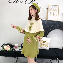 Pregnant woman one-piece dress for autumn and winter clothing Pregnancy Maternity Suit Fashion and Spicy Mother Foreign Air Sweater Loose Personality Pregnant Woman Skirt