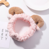 Korean version of the network red hair band cute pink hair band cute department face washing makeup Cleansing hair band Hair accessories Plush hair band