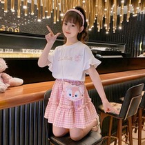 Girl Summer Clothing Trendy Children Suit Dresses Dresses Big Children Nets Red 2022 New Ocean Gas Girl Clothes Summer Two Sets