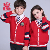 Kindergarten uniform school uniform childrens cardigan sweater womens thick performance clothing childrens sweater jacket womens foreign atmosphere