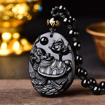 2021 Year Snake Zengwang Qingtang Turtle Xiangjilu Obsidian Peace Buckle Pendant Necklace Amulet