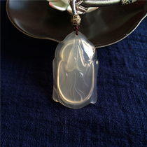 There is a Buddha in the heart Natural chalcedony Shakyamuni pendant Jade Buddha to ward off evil spirits and protect peace Necklace pendant