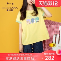 HIKOSEN carabat carabat Japanese original design T-shirt summer short sleeved loose Japanese female cute top
