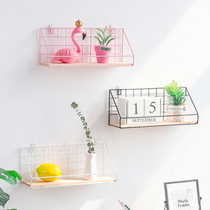 Japanese-style wrought iron storage and finishing wall rack-free living room dormitory bedroom kitchen simple decoration wall hanging