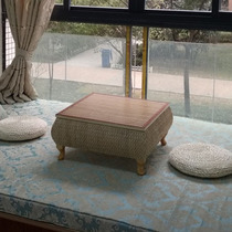 Straw Japanese floating window low table simple balcony bamboo rattan Kang table solid wood tea art platform table tatami table