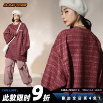 BJHG homemade reckless spring suede crew neck sweatshirt mens and womens tide full print letter loose couple tops